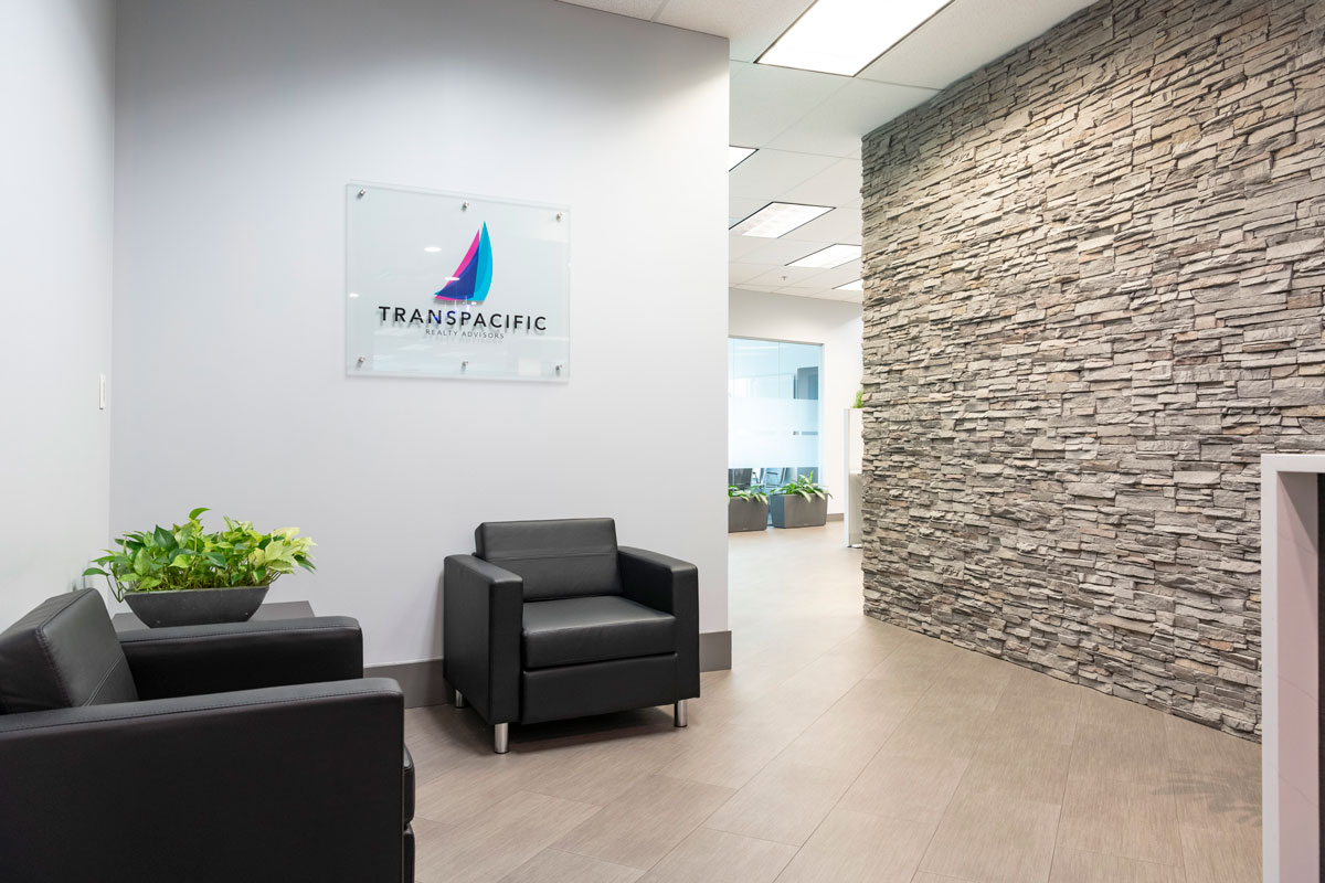 office foyer with sign transpacific realty advisors